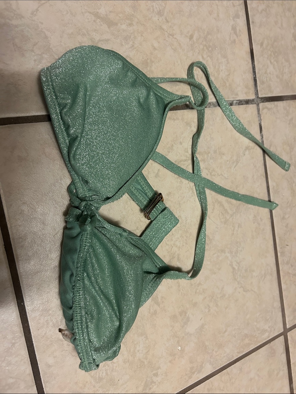 Shade & Shore Mint Green Shimmer Bikini Top